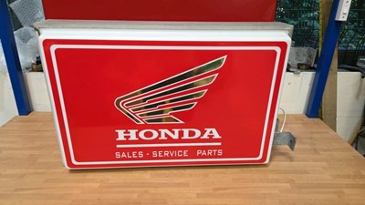 Lot 192 - HONDA SALES AND SERVICE , DOUBLE SIDED LIGHT UP SIGN 29" X 20"