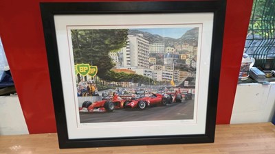 Lot 548 - LIMITED EDITION " RACE OF CHAMPIONS " FRAMED PRINT 28" X 24"