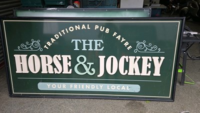 Lot 289 - LARGE HORSE & JOCKEY PUB SIGN 95" X 45"