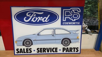 Lot 621 - FORD SIERRA COSWORTH , PERSPEX PRINTED SIGN 33" X 23"