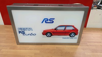 Lot 217 - FORD FIESTA RS TURBO , DOUBLE SIDED LIGHT UP SIGN 20" X 12"