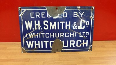 Lot 627 - W.H.SMITH & CO LTD WHITCHURCH ENAMEL SIGN 16" X 10"