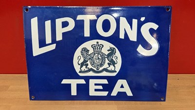 Lot 653 - LIPTON'S TEA ENAMEL SIGH 14" X 9.5"