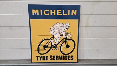 Lot 81 - WOODEN HAND PAINTED MICHELIN TYRE SERVICES SIGN 24" X 20"