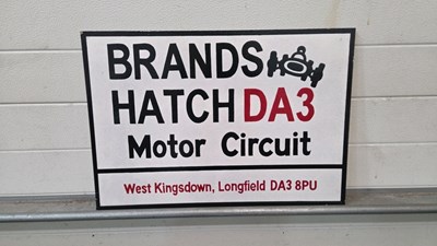 Lot 63 - WOODEN HAND PAINTED BRANDS HATCH SIGN ( ALL PROCEEDS TO CHARITY )