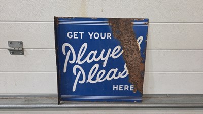 Lot 373 - PLAYERS PLEASE , DOUBLE SIDED WITH FLANGE ENAMEL SIGN 16" X 16"