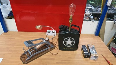 Lot 437 - FOOT PUMP LAMP & SMALL JERRY CAN LAMP