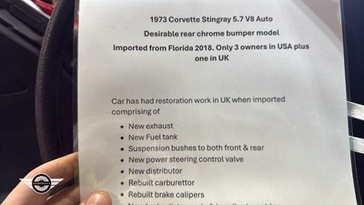 Lot 276 - 1973 CHEVROLET GMC CORVETTE