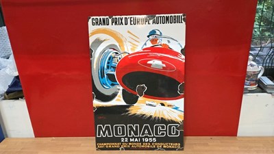 Lot 109 - MONACO GRAND PRIX OF 1955 ENAMEL SIGN 24" X 16"