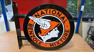 Lot 423 - NATIONAL BENZOLE MIXTURE , DOUBLE SIDED LIGHT UP SIGN 23" DIA