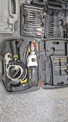 Lot 591 - SELECTION OF POWER TOOLS, SOCKET SET + DRILL BITS