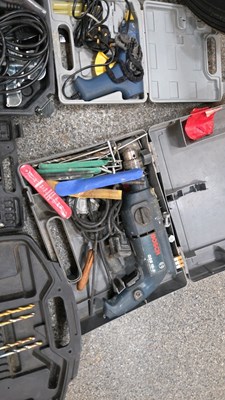 Lot 591 - SELECTION OF POWER TOOLS, SOCKET SET + DRILL BITS