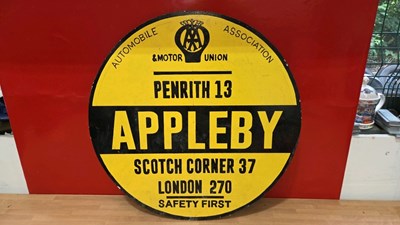 Lot 261 - WOODEN HAND PAINTED AA APPLEBY SIGN 23" DIA