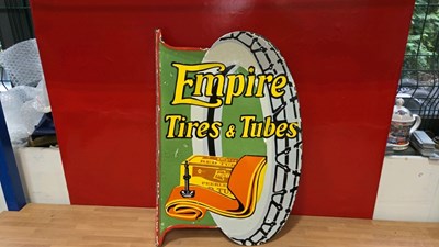 Lot 537 - EMPIRE TYRES , DOUBLE SIDED ENAMEL SIGN 24" X 17"