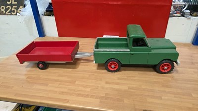 Lot 593 - WOODEN LAND ROVER & TRAILER