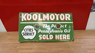 Lot 643 - KOOL MOTOR OILS , DOUBLE SIDED ENAMEL SIGN 23" X 12"