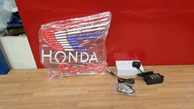 Lot 395 - NEON HONDA RACING LIGHT UP SIGN 16" X 14"