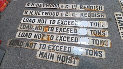 Lot 869 - S.H.HEYWOOD & CO CRANE ENAMEL SIGNS 72" X 6"