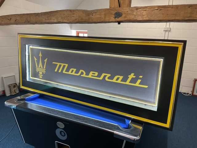Maserati Led Sign Lot 311 - LARGE ILLUMINATED MASERATI SIGN