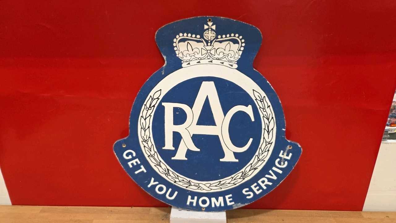 Lot 167 - WOODEN HAND PAINTED R.A.C SIGN 19