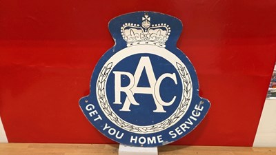 Lot 167 - WOODEN HAND PAINTED R.A.C SIGN 19" X 19"