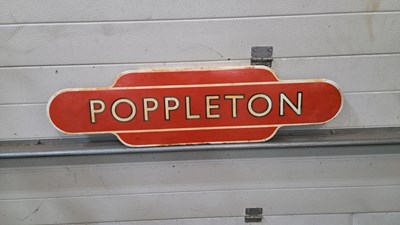 Lot 615 - POPPLETON STATION ENAMEL SIGN 36" X 10"