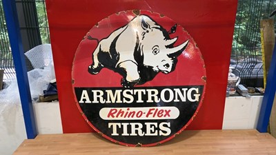 Lot 355 - ARMSTRONG RHINO-FLEX TIRES ENAMEL SIGN 30" DIA