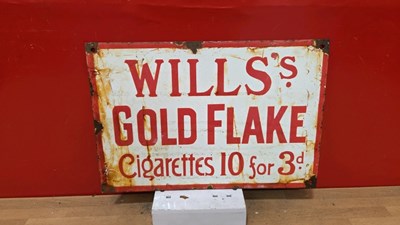 Lot 775 - WILLS'S GOLD FLAKE ENAMEL SIGN 14" X 9.5"