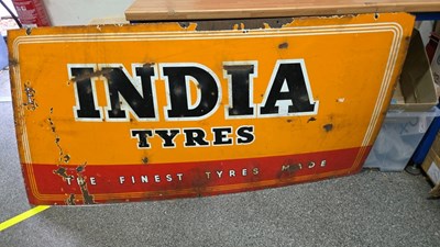 Lot 1 - INDIA TYRES THE FINEST TYRES MADE ENAMEL SIGN 72" X 36"