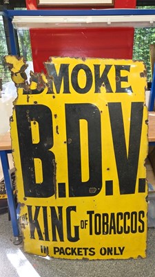 Lot 165 - SMOKE B.D.V THE KING OF TOBACCOS ENAMEL SIGN 60" X 40"