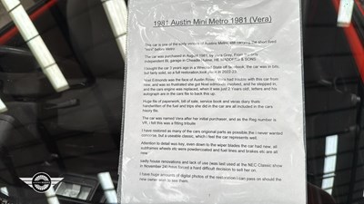 Lot 670 - 1981 AUSTIN MINI METRO L