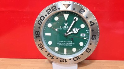 Lot 735 - ROLEX STYLE GMT MASTER II OYSTER PERPETUAL WALL CLOCK