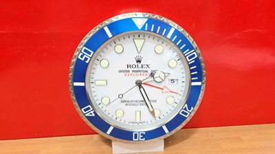 Lot 635 - ROLEX STYLE EXPLORER II OYSTER PERPETUAL WALL CLOCK