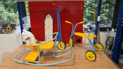 Lot 835 - CHILD'S ROCKING HORSE,SCOOTER & TRICYCLE