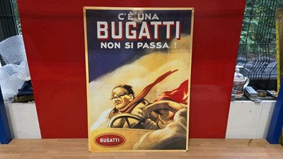 Lot 759 - BUGATTI TIN PEPRO SIGN 28" X 20"
