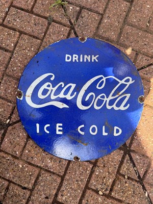 Lot 101 - COCA COLA ENAMEL SIGN 16" DIA