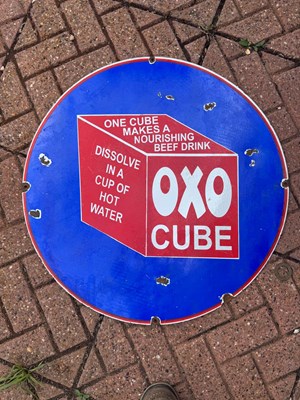 Lot 159 - OXO CUBE ENAMEL SIGN 30" DIA