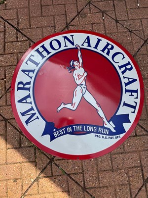 Lot 177 - MARATHON AIRCRAFT ENAMEL SIGN 30" DIA