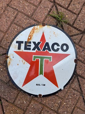 Lot 181 - TEXACO ENAMEL SIGN 16" DIA