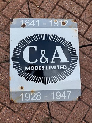 Lot 187 - C & A MODES LTD ENAMEL SIGN 18" X 15"