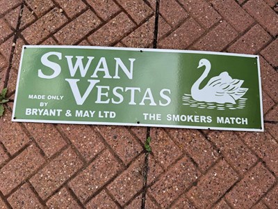 Lot 201 - SWAN VESTAS ENAMEL SIGN 30" X 9.5"