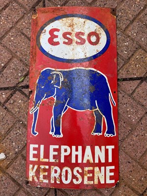 Lot 215 - ESSO ELEPHANT KEROSENE ENAMEL SIGN 20" X 14"