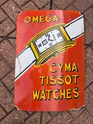 Lot 221 - OMEGA WATCHES ENAMEL SIGN 32" X 12"
