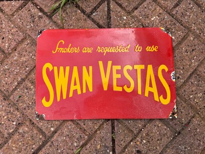 Lot 239 - SWAN VESTAS ENAMEL SIGN 14" X 9.5"