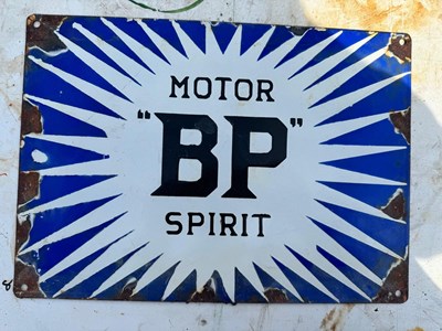Lot 335 - BP MOTOR SPIRIT ENAMEL SIGN 14" X 10"