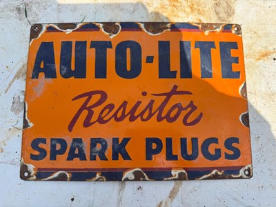 Lot 411 - AUTO-LITE SPARK PLUGS ENAMEL SIGN 14" X 10"