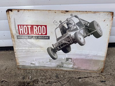 Lot 619 - HOT ROD WHERE IT ALL BEGAN SIGN 24" X 16"
