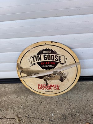 Lot 691 - TIN GOOSE MOTOR OIL SIGN 14" DIA