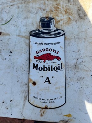 Lot 725 - GARGOYLE MOBILOIL A ENAMEL SIGN 12" X 5"