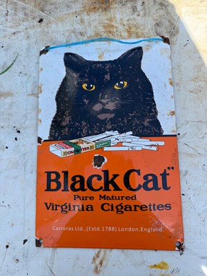 Lot 729 - BLACK CAT ENAMEL SIGN 12" X 8"